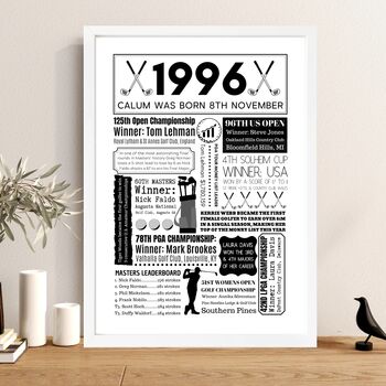 1996 Personalised 30th Birthday Golf Fact Print, 2 of 10