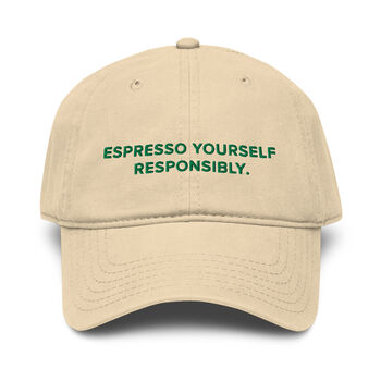 Espresso Yourself Responsibly. Cotton Embroidered Cap, 5 of 12