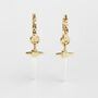 Gold Rose And Dagger Huggie Earrings, thumbnail 3 of 9