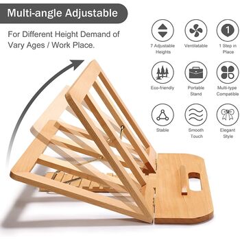 Light Beech Wooden Laptop Stands For Desk, 5 of 7