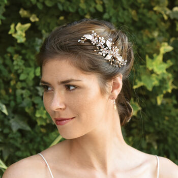 Silver Or Rose Gold Plated Crystal Bridal Hair Clip, 4 of 10