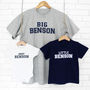Big And Little 'Surname' Father And Child T Shirt Set, thumbnail 2 of 6