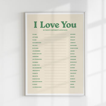 Retro I Love You In Twenty Languages Wall Print, 5 of 7
