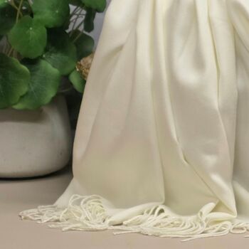 Super Soft Plain Pashmina Style Scarf In Cream, 3 of 3
