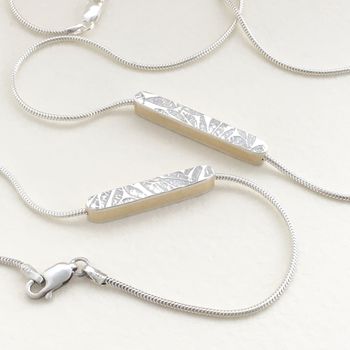 Embossed Silver Bar Necklace, 7 of 12