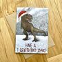 Funny T Rex Christmas Card, thumbnail 2 of 5