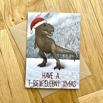 Funny T Rex Christmas Card, 2 of 5