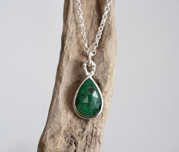 Natural Emerald Necklace In Sterling Silver, 2 of 5