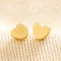 Gold Stainless Steel Tiny Round Heart Stud Earrings, thumbnail 2 of 4
