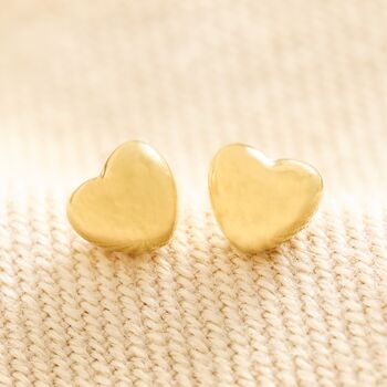 Gold Stainless Steel Tiny Round Heart Stud Earrings, 2 of 4