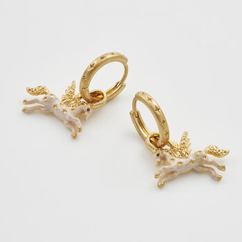 Gold Pegasus Huggie Earrings, 5 of 9