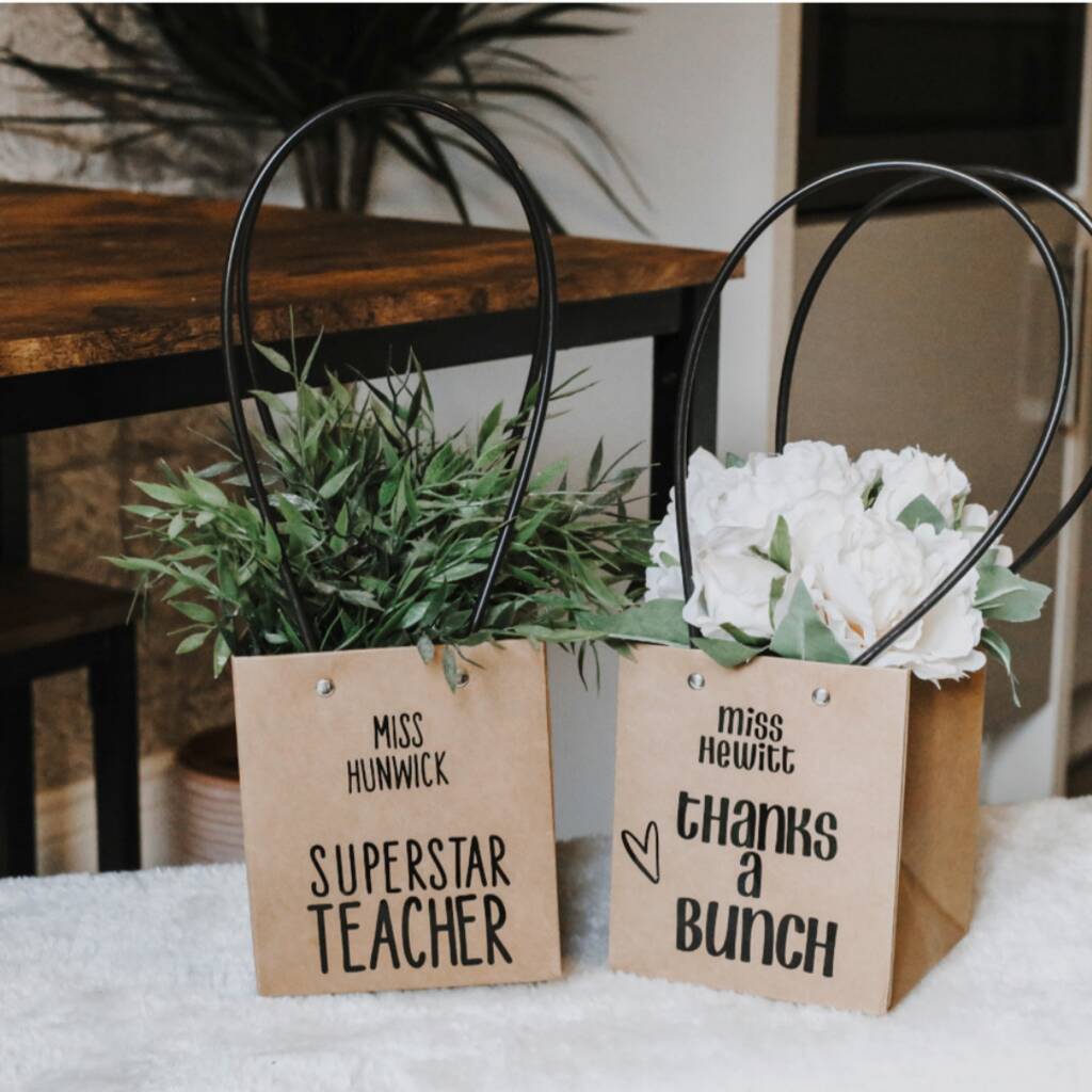 Personalised Thankyou Teacher Plant And Flower Bag Gift By Wish Upon A