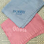 Personalised Blue Knit Baby Blanket, thumbnail 3 of 5