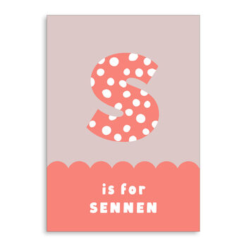 Spots And Scallops Kids Personalised Name Initial Print, 4 of 8