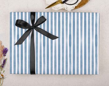 Three Sheets Of Blue Striped Wrapping Paper, 2 of 2