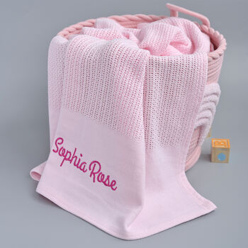 Personalised Pink Cellular Baby Blanket Newborn Baby Gift, 11 of 11