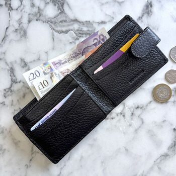 Men's Black Leather Wallet Rfid Protection, 2 of 4