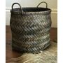 Distressed Bamboo Basket With Handles, thumbnail 2 of 2