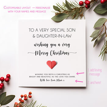 Personalised Christmas Card For Son And Daughter In Law, 2 of 5