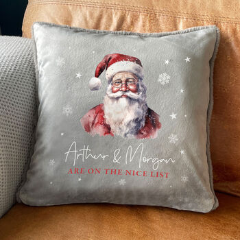 Personalised Any Message Traditional Santa Faux Fur Cuddle Cushion, 4 of 10
