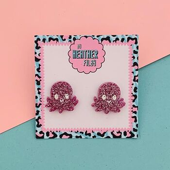 Octopus Glitter Studs, 2 of 4