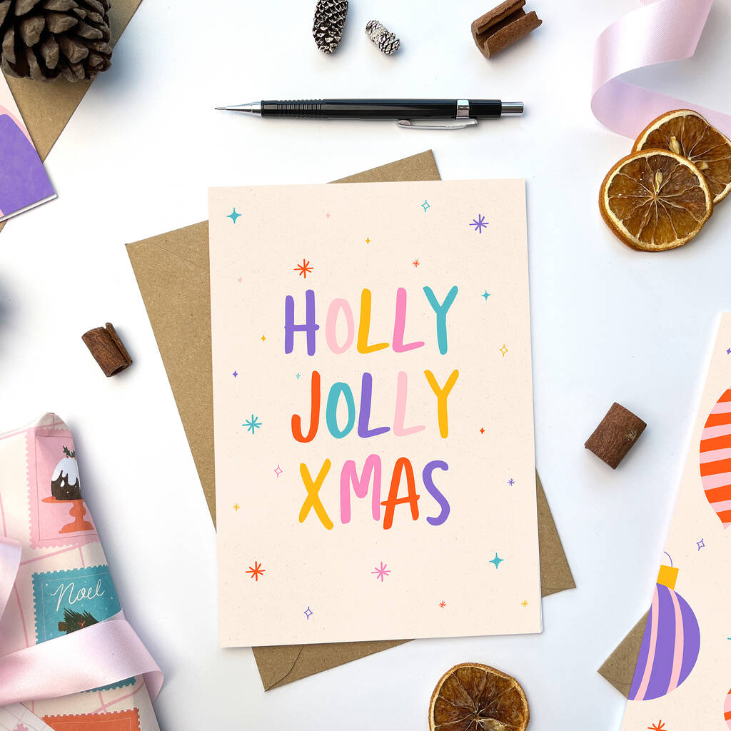 holly-jolly-christmas-card-festive-holiday-by-tikkled-pink