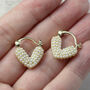 White Pearl Heart Hoop Earrings, thumbnail 1 of 4