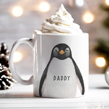 Personalised Christmas Penguin Mug With Name, 2 of 3