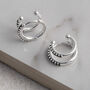 Sterling Silver Black Cz Double Hoop Huggies, thumbnail 2 of 6
