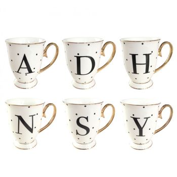 Black And Gold Spotty China Letter Mug, 4 of 4