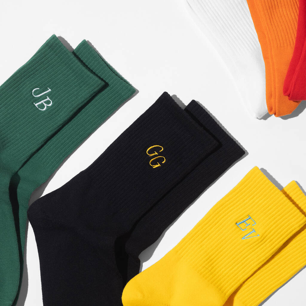 Custom Embroidered Socks Personalised Initials, 1 of 6