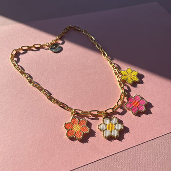 Hand Beaded Daisy Chain Flower Necklace, 5 of 10