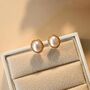 Loraine Ivory Gold Pearl Crown Ball Charm Gift Earrings, thumbnail 3 of 5