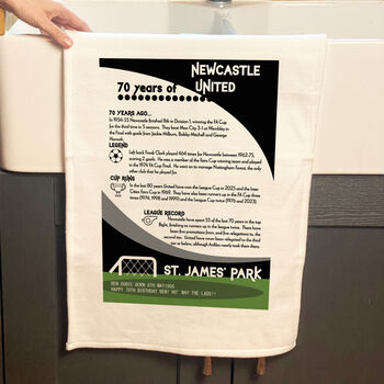Years Of Being A Geordie Tea Towel Birthday Gift For Newcastle United Fan, 2 of 7