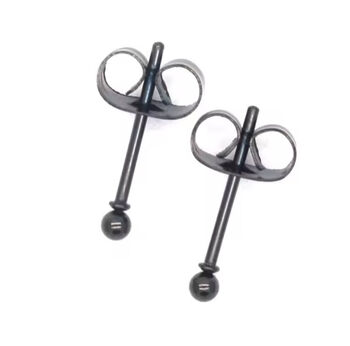 Black Stud Earrings | Stainless Steel Studs, 2 of 10