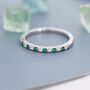 Sterling Silver Emerald Green And Clear Cz Half Eternity Ring, thumbnail 1 of 12