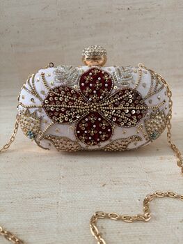 Light Pink Floral Oval Clutch, 3 of 11