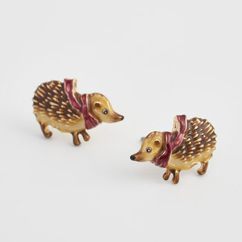 Cosy Hedgehog Charm Stud Earrings, 2 of 5