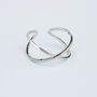 Sterling Silver Double Band Crossover Adjustable Ring, thumbnail 2 of 5