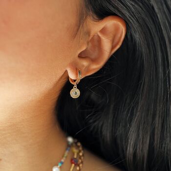 Moon And Sun Huggie Hoop Earrings In Gold Plating, 6 of 7