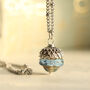 Sky Blue Silver Acorn Necklace, thumbnail 2 of 6