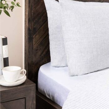 Luxury Grey And White Stripe Linen Duvet Cover Various Sizes, 3 of 4