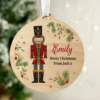 Personalised Christmas Nutcracker Wooden Bauble, 4 of 5