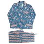 Block Printed Inky Blue And Pink Floral Stripe Cotton Pyjamas, thumbnail 4 of 4