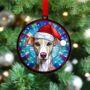 Whippet In Santa Hat Suncatcher Decoration, thumbnail 4 of 6