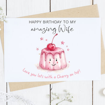 Personalised Happy Birthday Wife Cherry Card, 2 of 2