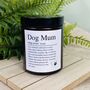 Personalised Mothers Day Dog Mum Amber Candle, thumbnail 1 of 5