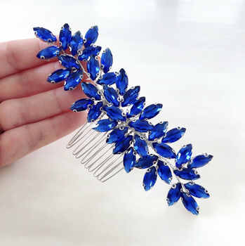 Enya Royal Blue Crystal Hair Comb, 3 of 6