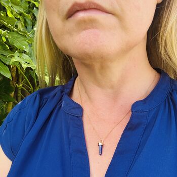 The En Pointe Lapis Lazuli Gemstone Necklace, Gold, 2 of 12