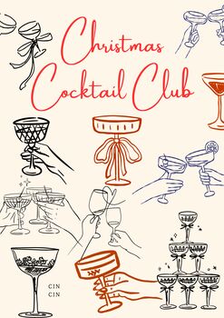 A4 Christmas Art Print, Christmas Cocktail Club, 5 of 5